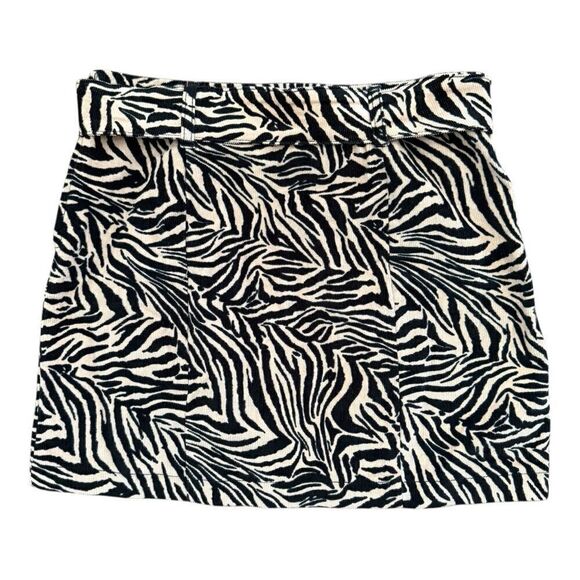 Wild Fable A-Line skirt Bold Zebra Print Pattern Black and Tan corduroy - Picture 2 of 5